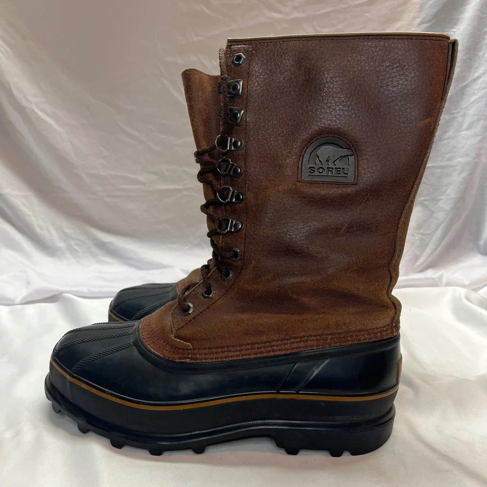 Sorel Maverick NM1080-200 Mens Brown Leather Rubber Winter Snow Boots Size 11.5